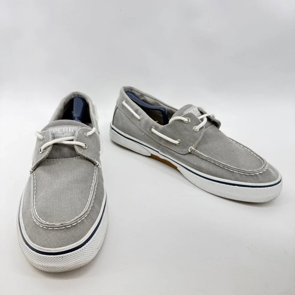 Sperry Bahama II Boat Shoes Mens 11.5 Gray Canvas Nautical Resort Preppy Beach